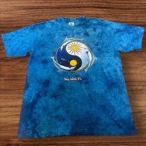 Vintage‎ Key West FL Tie Dye T-Shirt Dolphin Yin Yang Sun Moon XL